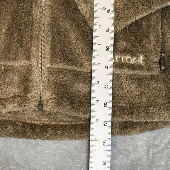 Marmot Women's Large Hooded Full Zip Fleece Jacket‎ Brown Plush Teddy Soft Cozy - Picture 7 of 8